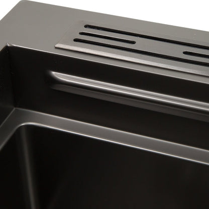 820mm Gun Metal Belle Luxe 1.0 Double Bowl Workstation Kitchen Sink - Slide Lip - Nano Coated 3mm Thick Stainless Steel Panel - Anti-Scratch