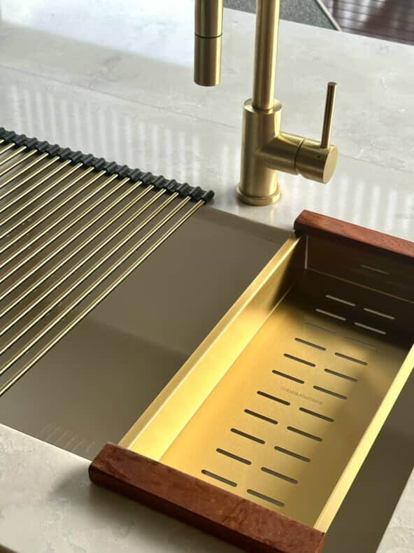 43x19 Sink Colander â€“ Brushed Brass