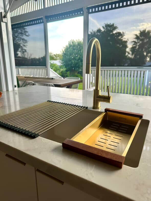 43x19 Sink Colander â€“ Brushed Brass