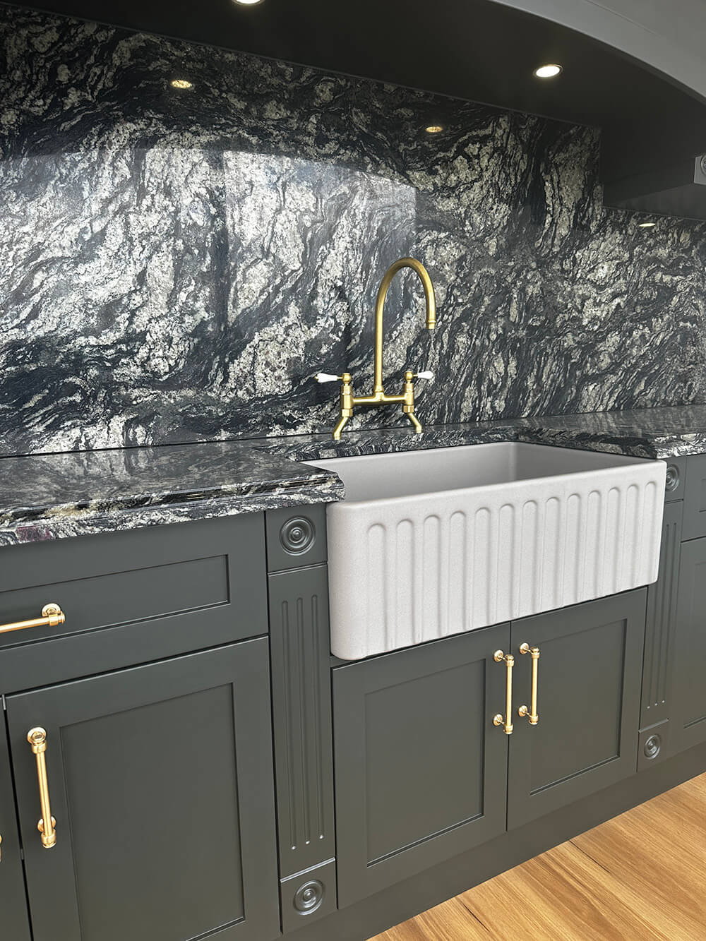 Ludlow Bridge Mixer Tap with Metal Handle - Brushed Brass