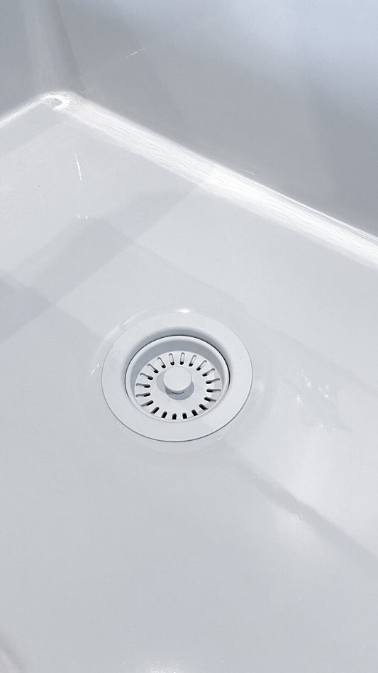 90x50 Matte White Basket Waste & Long Bolt