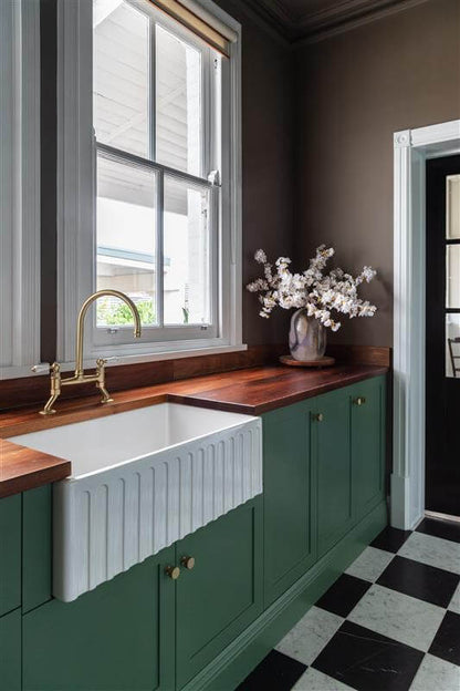 Ludlow Bridge Mixer Tap with Metal Handle - Brushed Brass