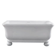 Kirkham 160 x 85 TitanCast Solid Surface Freestanding Bath with Ball Feet - Gloss White
