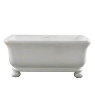 Kirkham 160 x 85 TitanCast Solid Surface Freestanding Bath with Ball Feet - Satin Silk White With Overflow