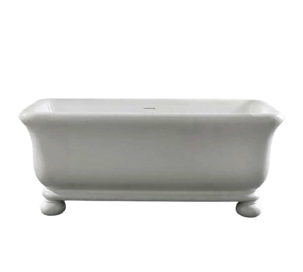 Kirkham 180 TitanCast Solid Surface Bath With Ball Feet - Satin Silk White