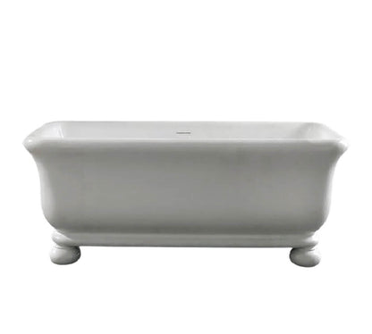 Kirkham 180 TitanCast Solid Surface Bath With Ball Feet - Satin Silk White
