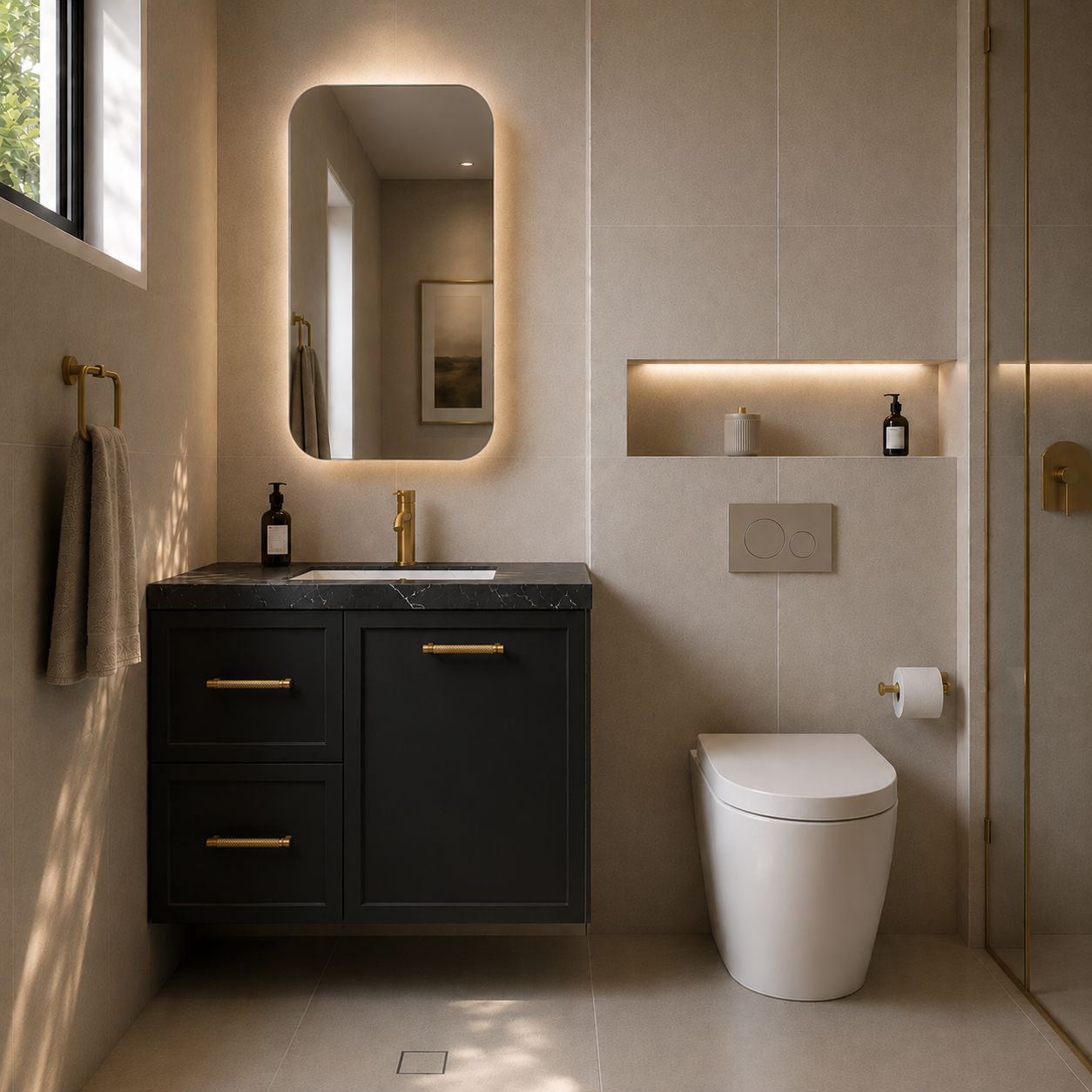 900mm  Kingsley Federation Fluted Wall Hung PVC  Left Drawer Cabinet - Matt Black - Cabinet Only