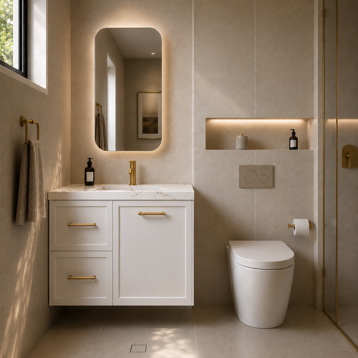 900mm  Kingsley Federation Fluted Wall Hung PVC  Left Drawer Cabinet - Matt White - Cabinet Only