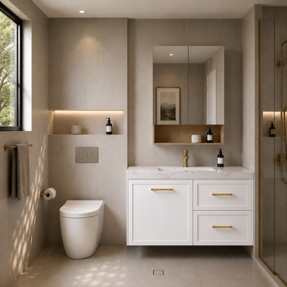 750mm  Kingsley Federation Fluted Wall Hung PVC Right Drawer Cabinet - Matt White - Cabinet Only
