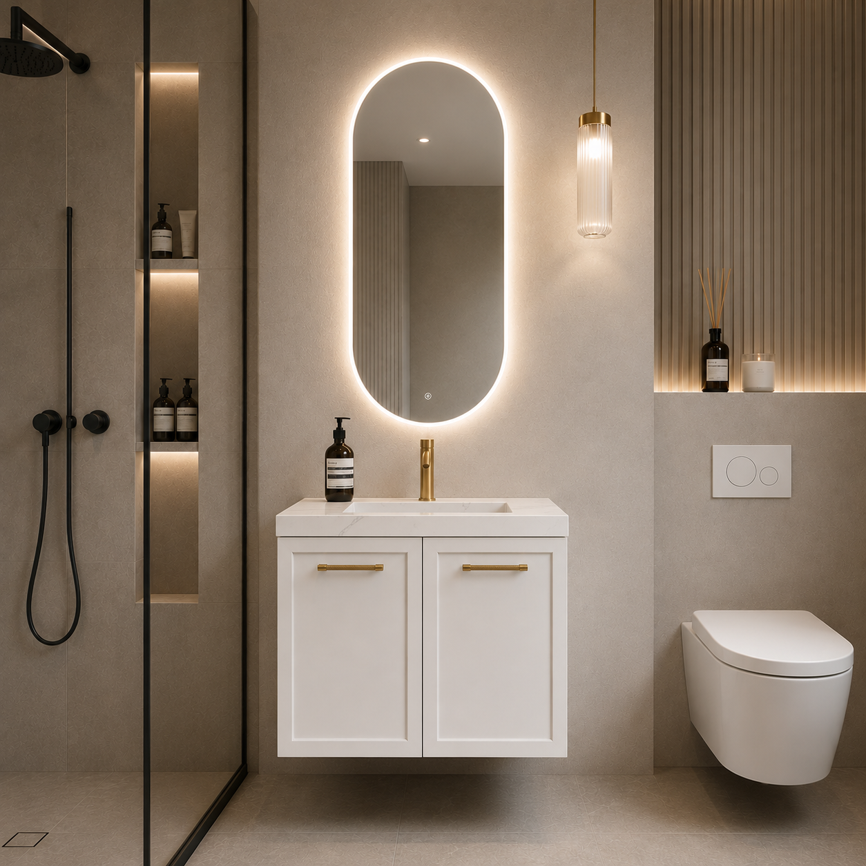 600mm Kingsley Federation Fluted Wall Hung PVC Cabinet - Matt White - Cabinet Only