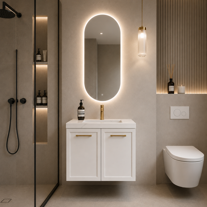 600mm Kingsley Federation Fluted Wall Hung PVC Cabinet - Matt White - Cabinet Only