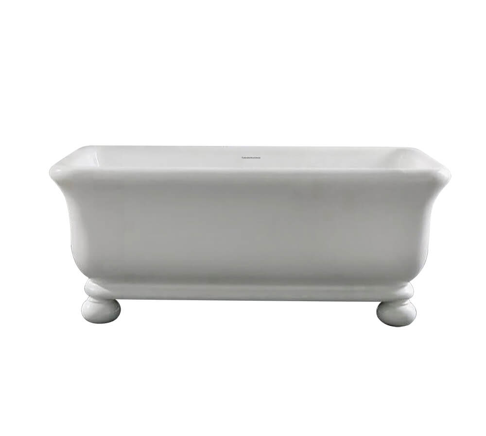 Kirkham 180 TitanCast Solid Surface Bath With Ball Feet - Gloss White