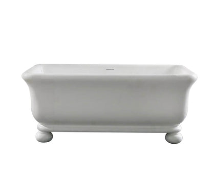 Kirkham 180 TitanCast Solid Surface Bath With Ball Feet - Gloss White