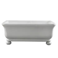 Kirkham 180 x 84 TitanCast Solid Surface Bath With Ball Feet - Gloss White With Overlow