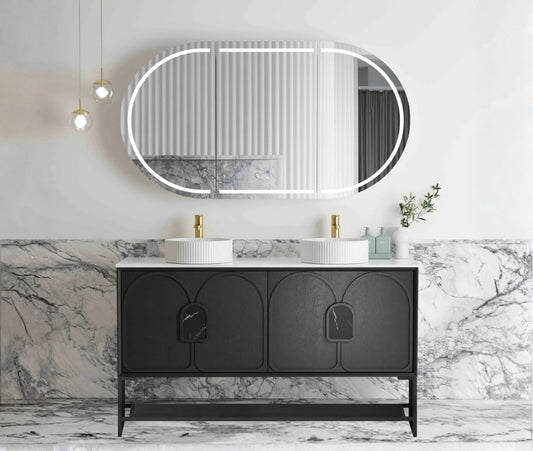 1500mm Laguna Mark II Black Oak Freestanding Vanity Cabinet with Legs