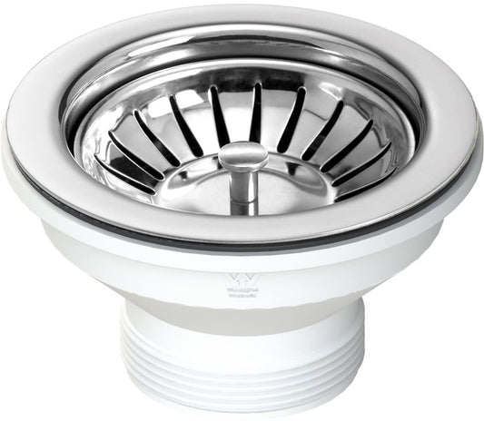 90x50 Polished Stainless Steel Basket Waste & Long Bolt