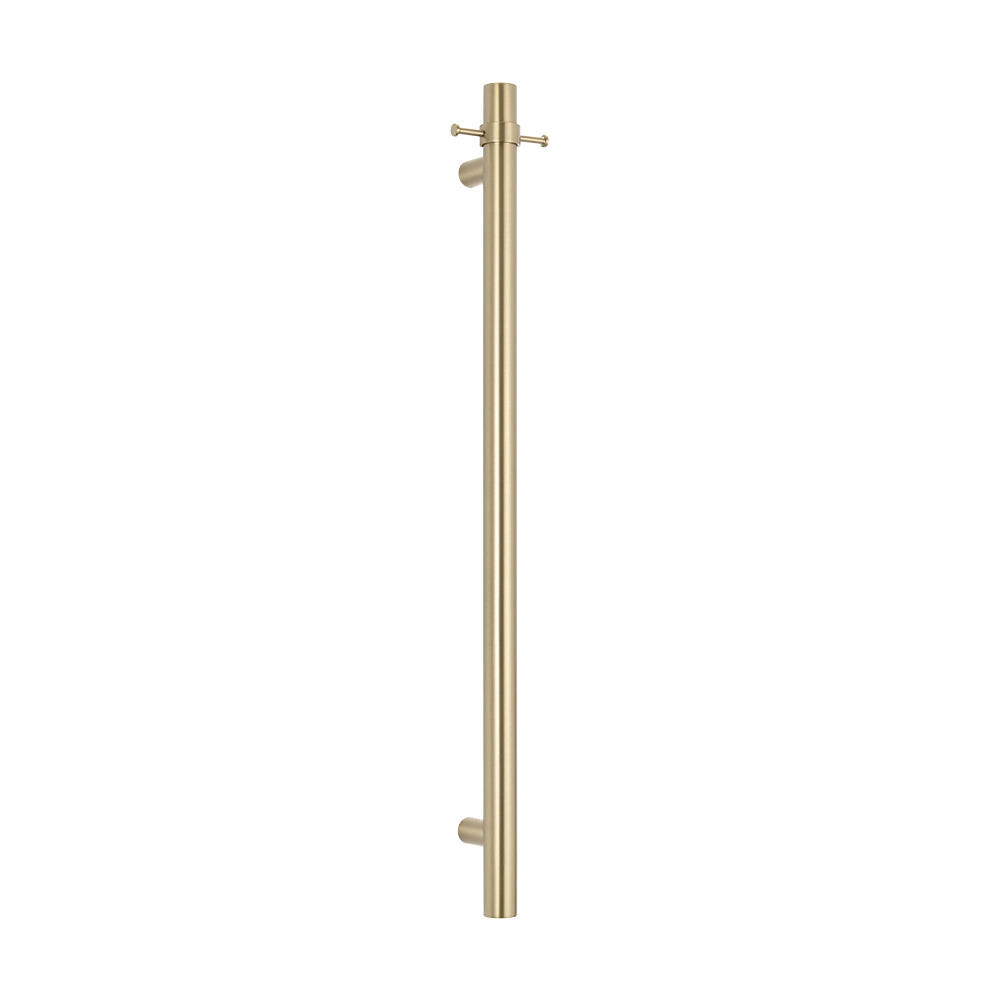 Radiant Vertical Single HEATED Towel Bar 40mm X 950mm Light Gold
