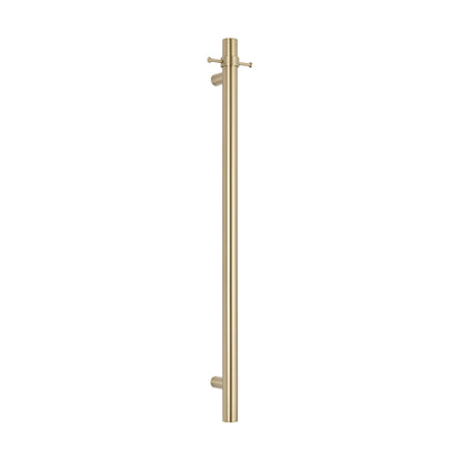 Radiant Vertical Single HEATED Towel Bar 40mm X 950mm Light Gold