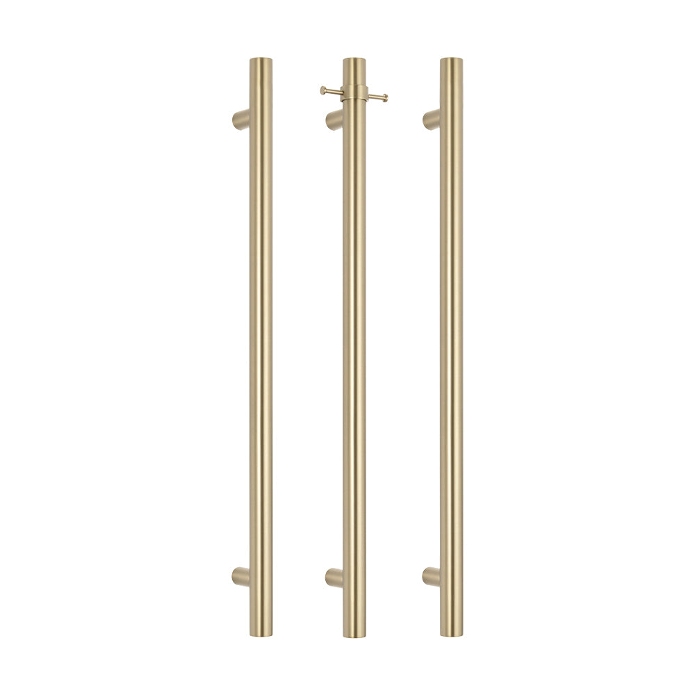 Radiant Vertical Single HEATED Towel Bar 40mm X 950mm Light Gold