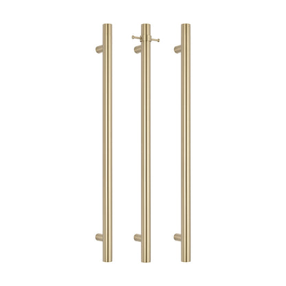 Radiant Vertical Single HEATED Towel Bar 40mm X 950mm Light Gold