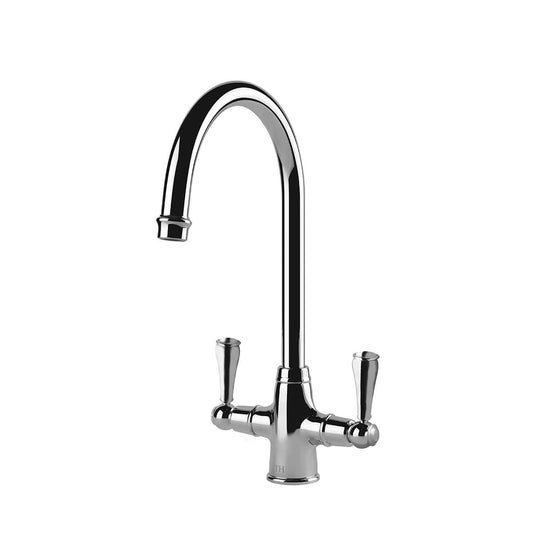Ludlow Double Mixer Tap with Metal Handle - Chrome