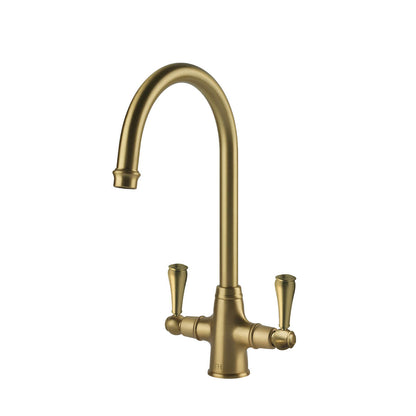 Ludlow Double Sink Mixer - Brushed Brass
