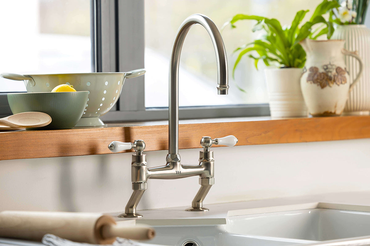 Ludlow Bridge Sink Mixer - Brushed Nickel
