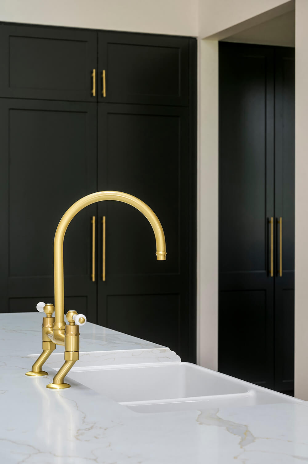 Ludlow Bridge Mixer Tap with Metal Handle - Brushed Brass