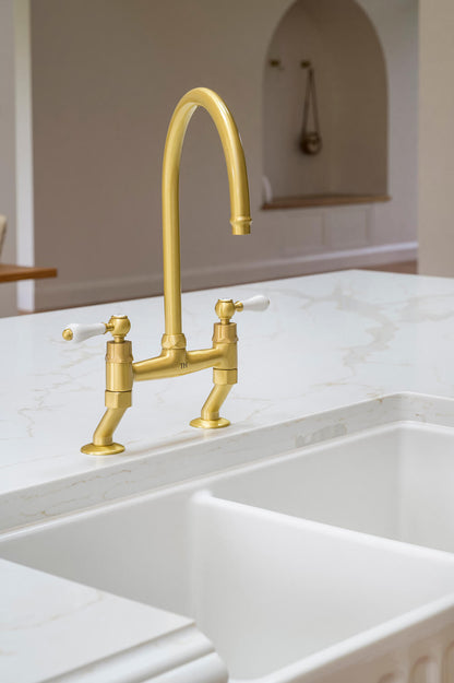 Ludlow Bridge Sink Mixer - Brushed Brass