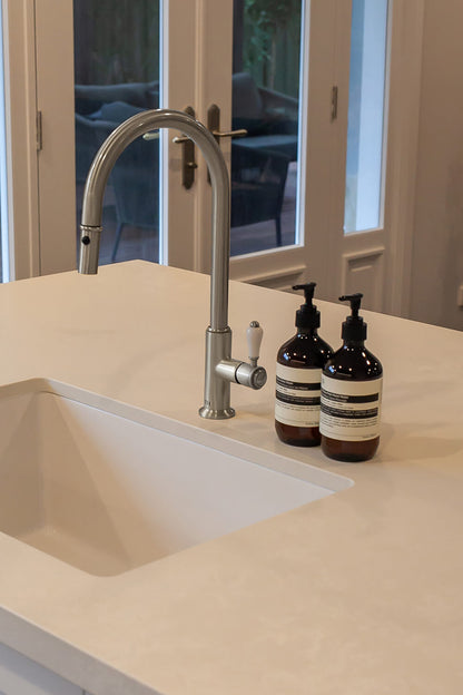 Ludlow Pull Out Sink Mixer with Metal Handle - Brushed Nickel