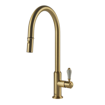 Ludlow Pull Out Sink Mixer with Metal Handle - Brushed Brass