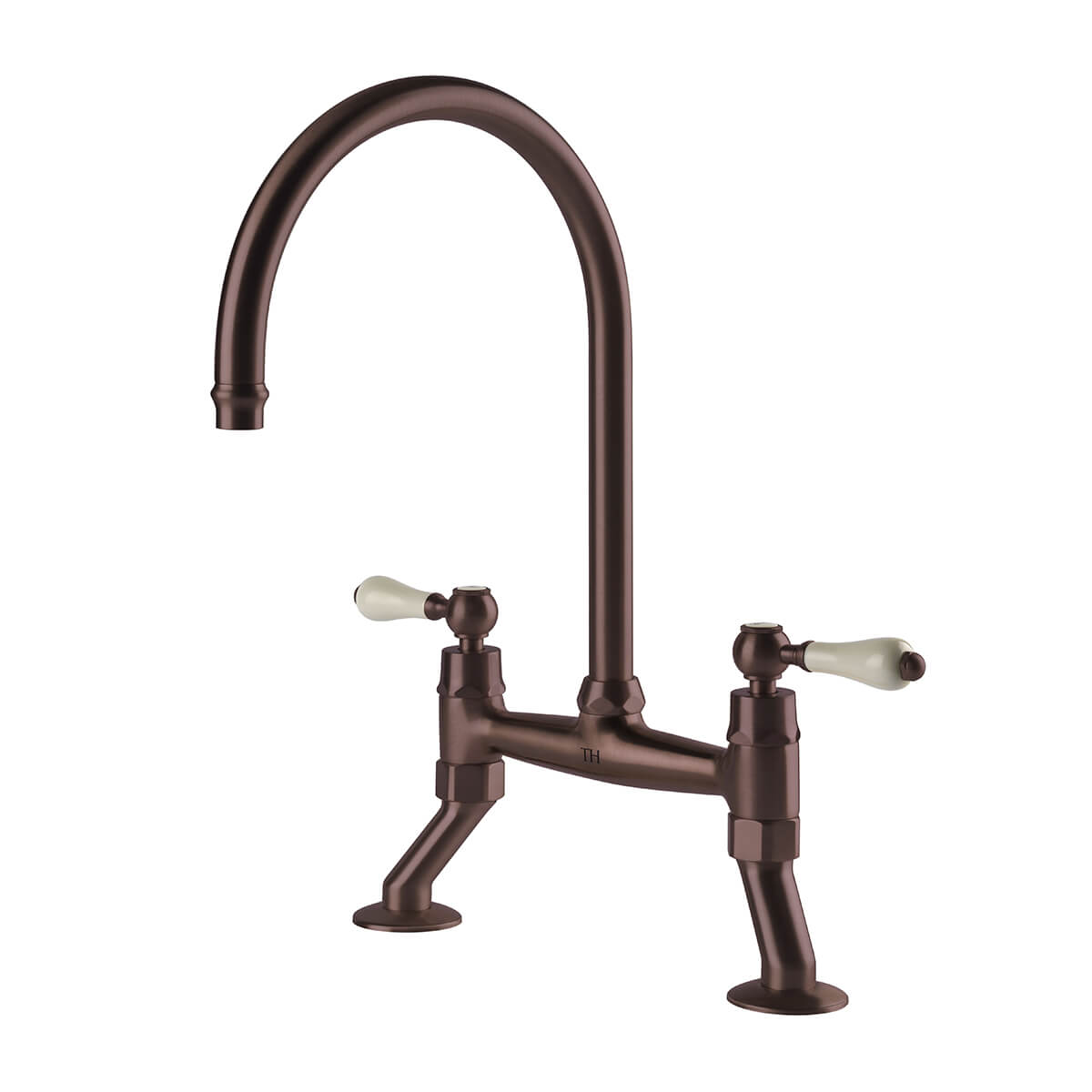 Ludlow Bridge Mixer Tap with Metal Handle - English Bronze