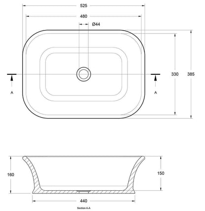 Kirkham 52 x 38 TitanCast Solid Surface Basin - Satin Silk White