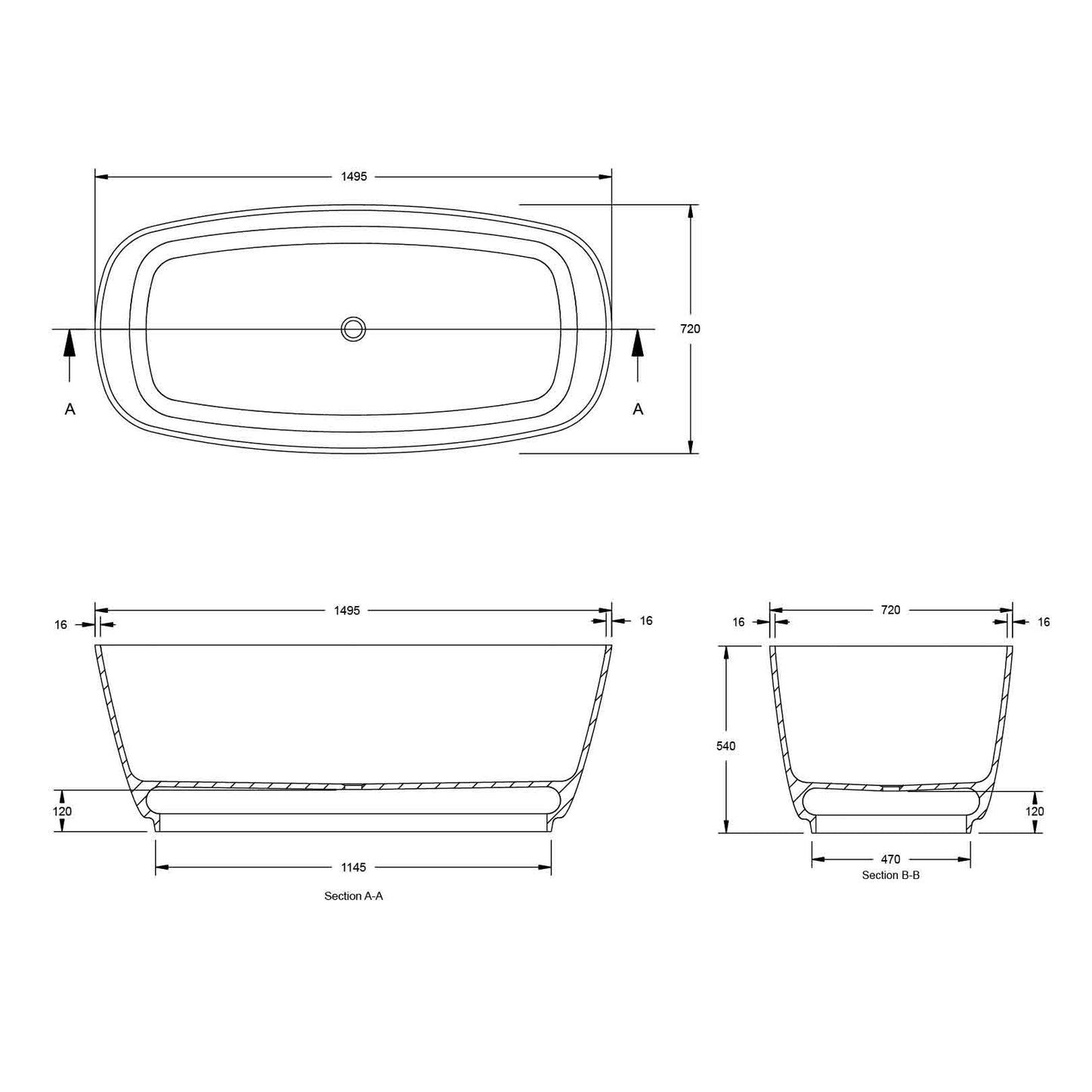 Maldon 150 TitanCast Bath - Gloss White