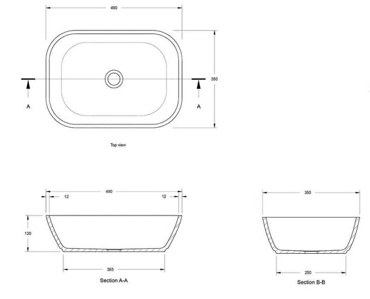 Maldon 49x35 TitanCast Basin -   Gloss White