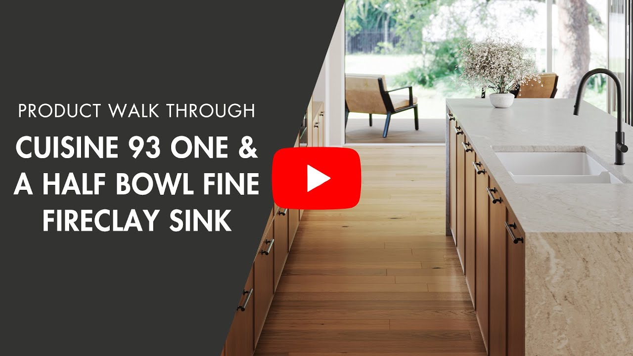 Cuisine 93 x 48 1 and 1/2 Bowl Inset / Undermount Fine Fireclay Gloss White Sink