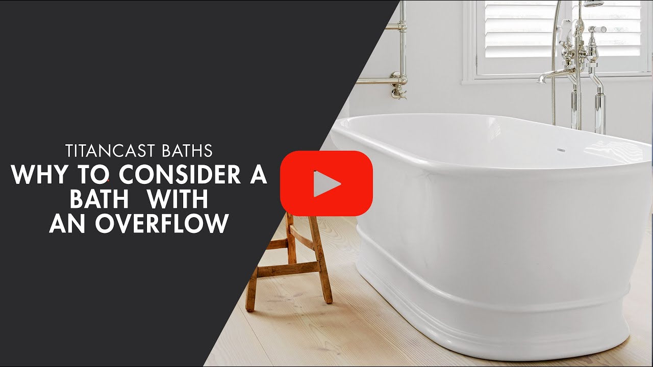 Camden 180 x 85 TitanCast Bath - Satin Silk White with overflow