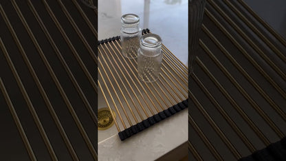 43x32 Sink Roller Mat Drainer â€“ Brushed Brass