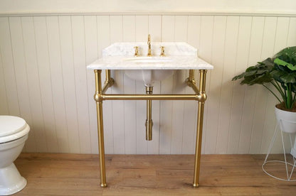 Mayer Brushed Brass Basin Stand With 75x55 Marble Top - 3TH