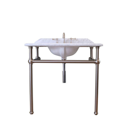 Mayer Brushed Nickel Basin Stand With 90x55 Marble Top - 1TH