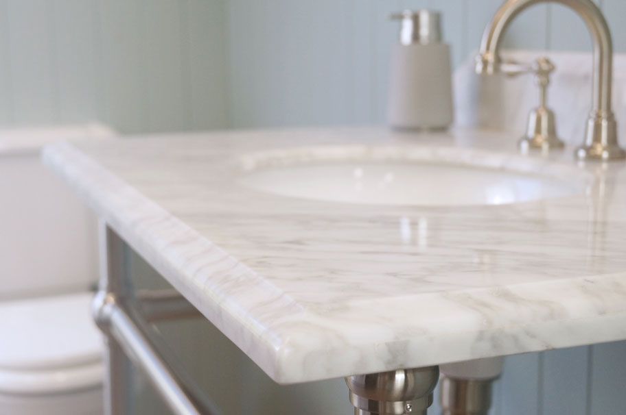 Mayer Brushed Nickel Basin Stand With 90x55 Marble Top - 1TH