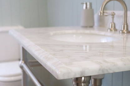 Mayer Brushed Nickel Basin Stand With 90x55 Marble Top - 1TH