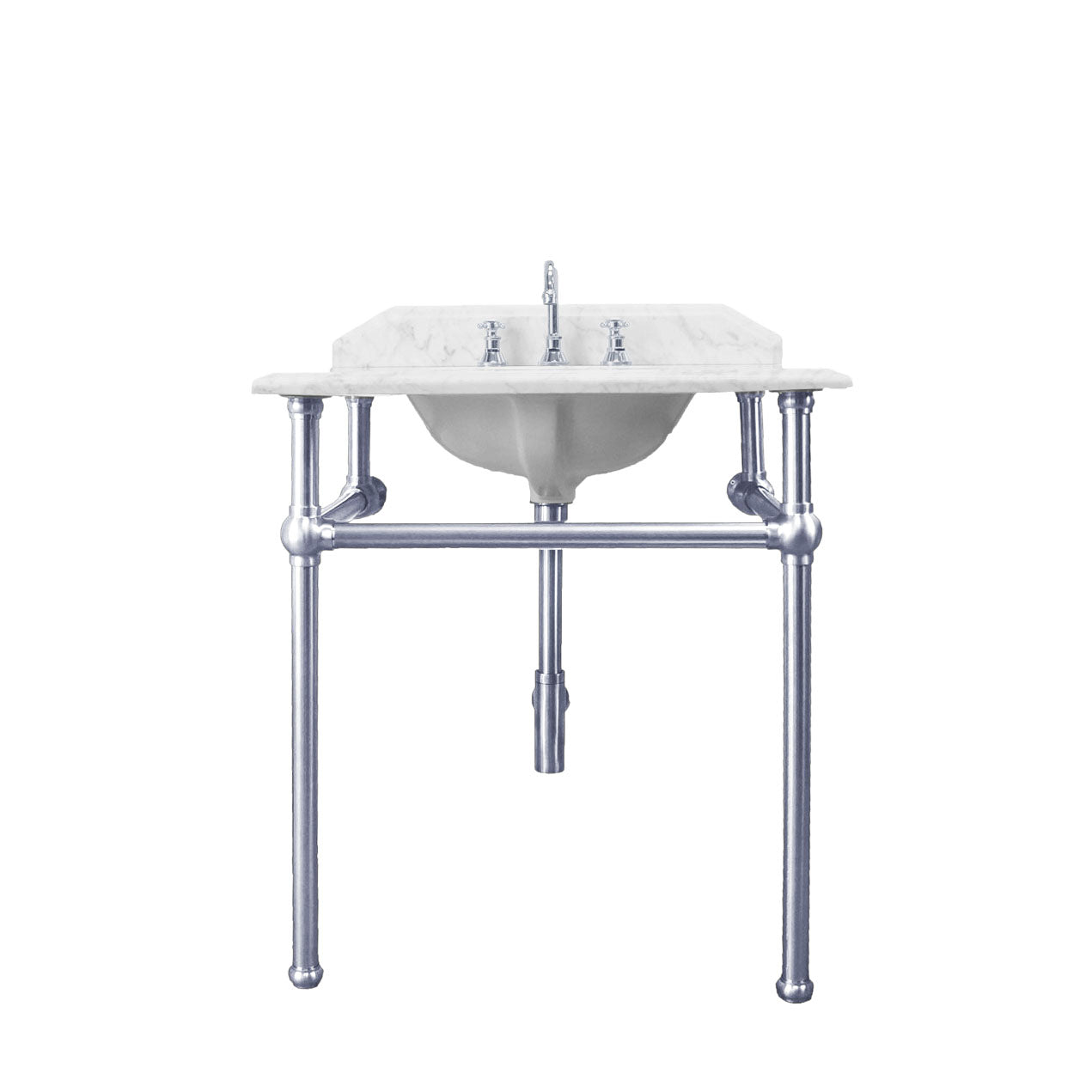 Mayer Chrome Basin Stand With 75x55 Marble Top - 3TH