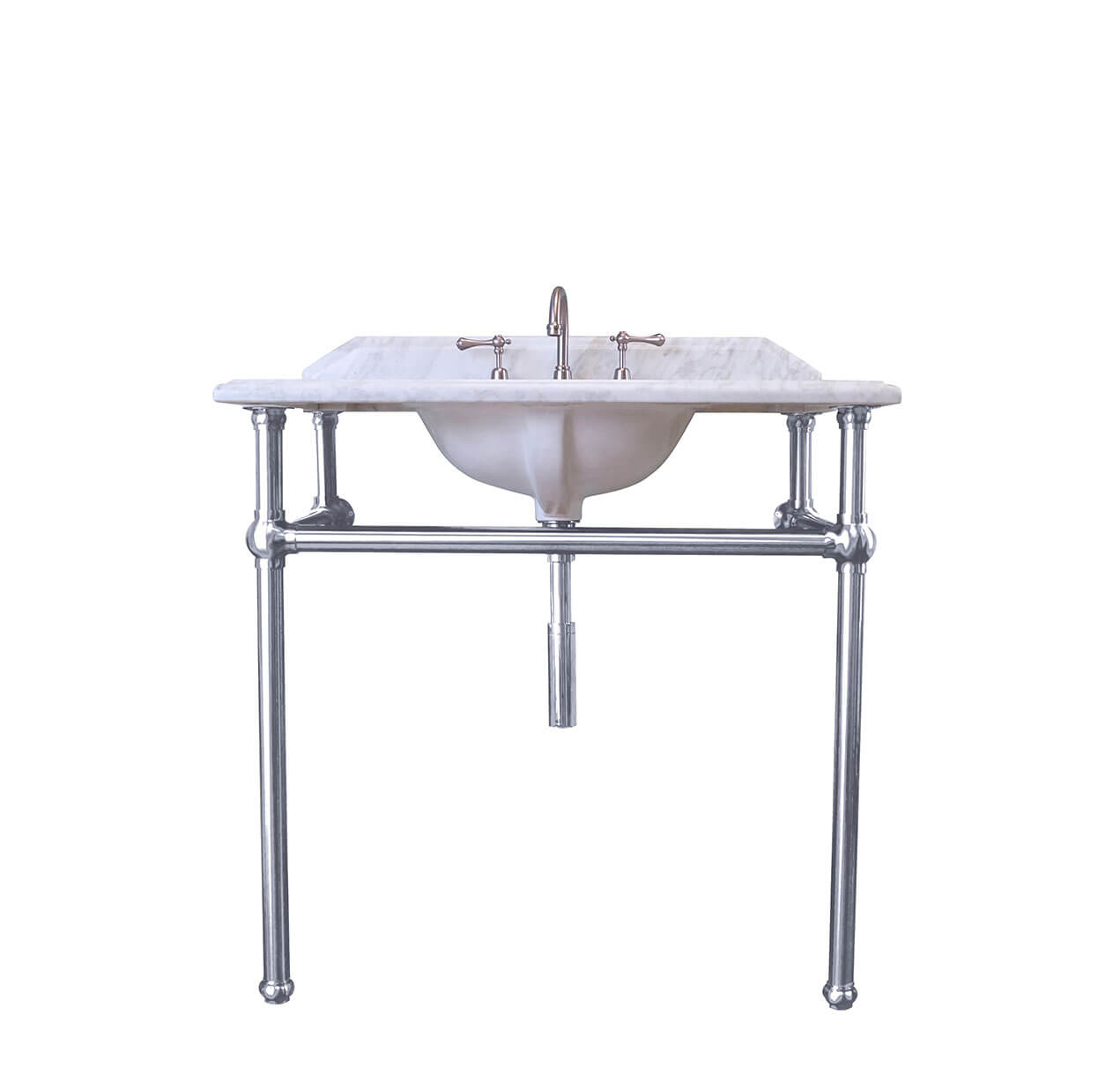 Mayer Chrome Basin Stand With 90x55 Marble Top - 3TH