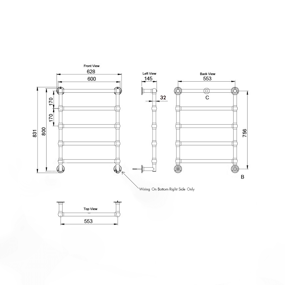 Mayer Heated Towel Rail - Chrome