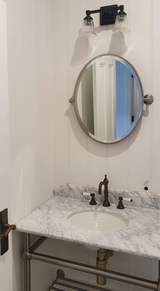 Mayer Brushed Nickel Basin Stand With 75x55 Marble Top - 1TH