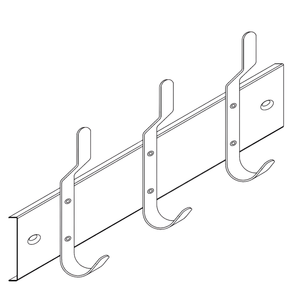 Utility 3 Hook Strip 660mm SS