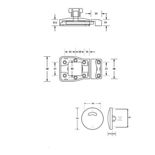 Moda Series Slide Lock and Round Face Indicator Set - Designer Black - With Screw Fixings