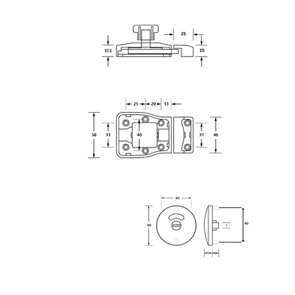 Moda Series Emergency Release Slide Lock and Round Face Indicator Set - Satin Chrome Plate - With Screw Fixings