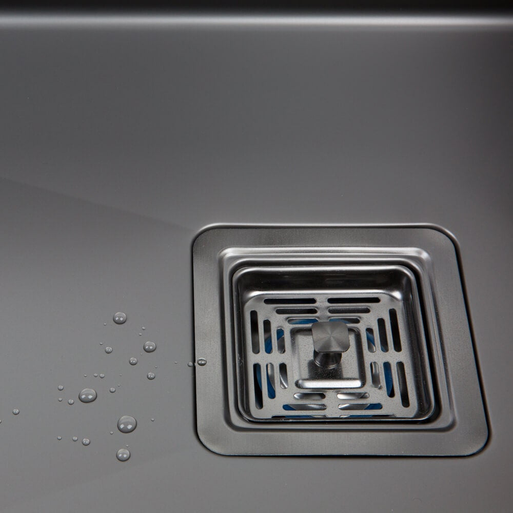 680mm Gun Metal Single Bowl Workstation Kitchen Sink - Slide Lip - Nano Coated Stainless Steel - Anti-Scratch